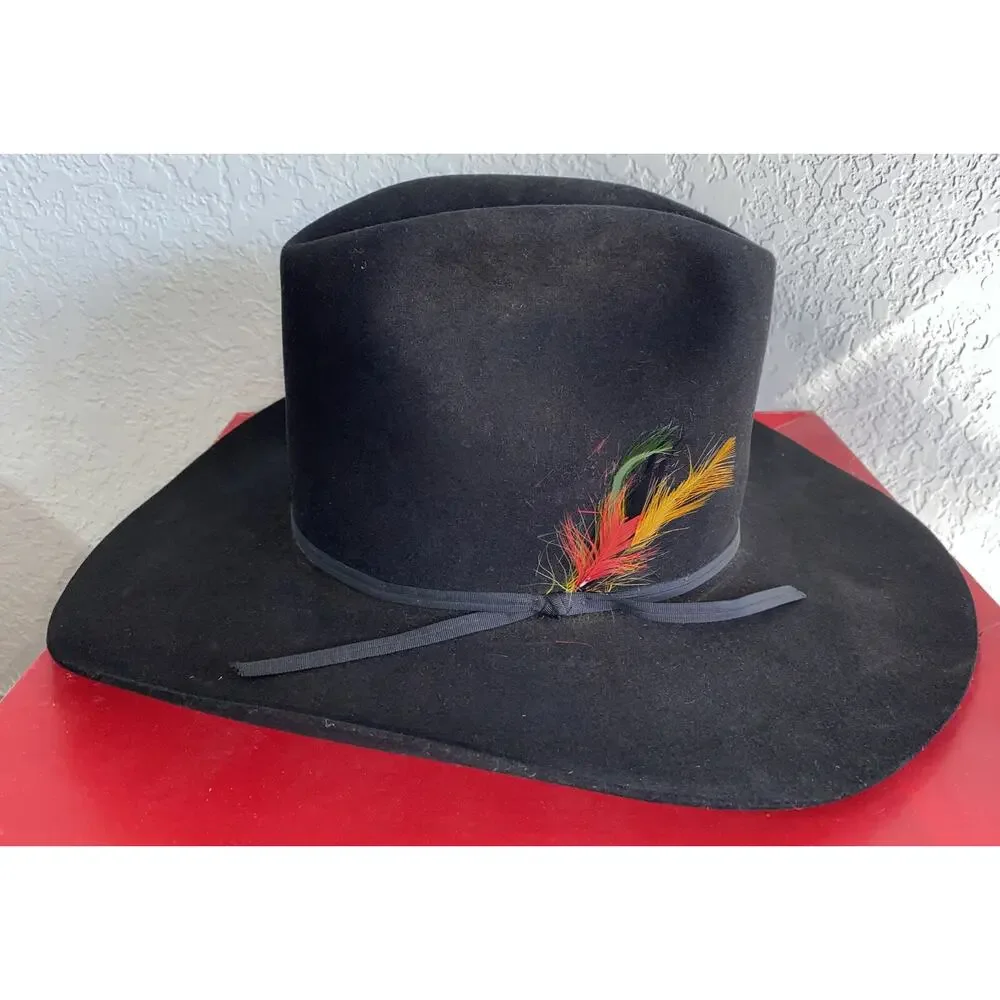 Vintage‎ John B Stetson 4X Beaver 6-7/8 XXXX Cowboy Hat Felt USA In Original Box